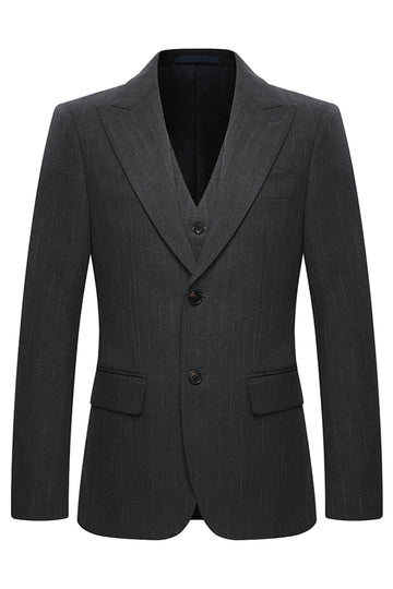 Peak Lapel 3 Piece Single Breasted Coffee Men's Suits